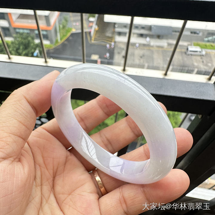 粉紫色翡翠手镯53.5mm_翡翠