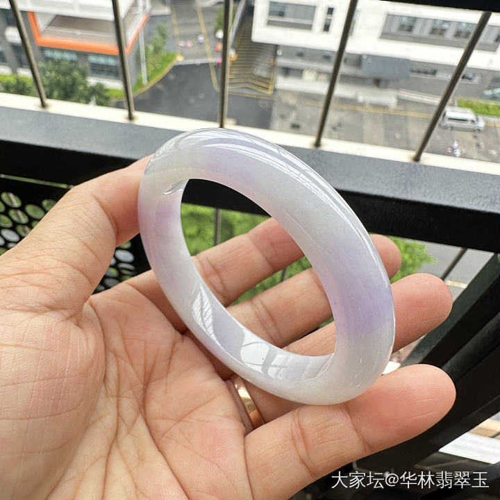 粉紫色翡翠手镯53.5mm_翡翠