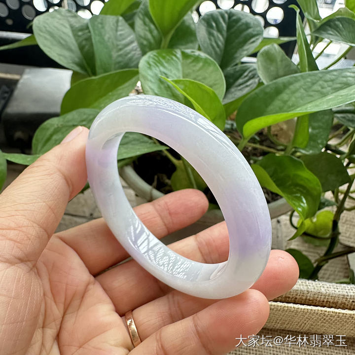 粉紫色翡翠手镯53.5mm_翡翠