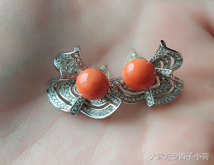 可爱的小樱桃一对！_珊瑚耳饰