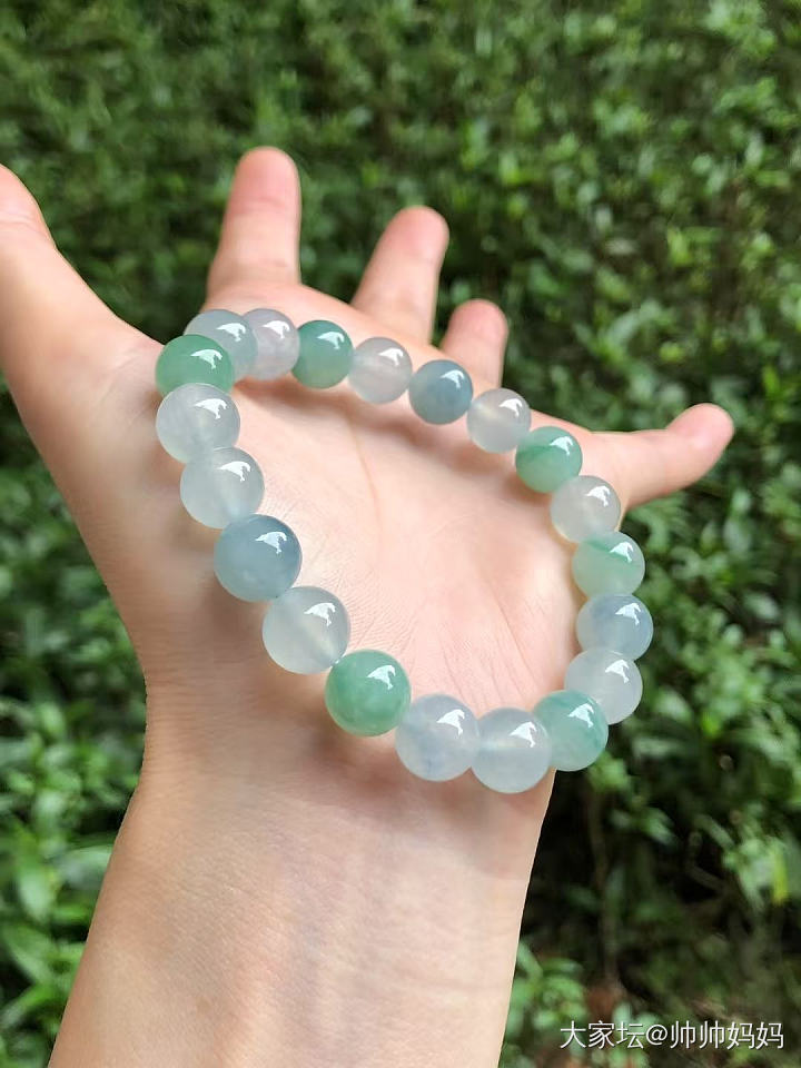 翡翠冰花珠手链_翡翠