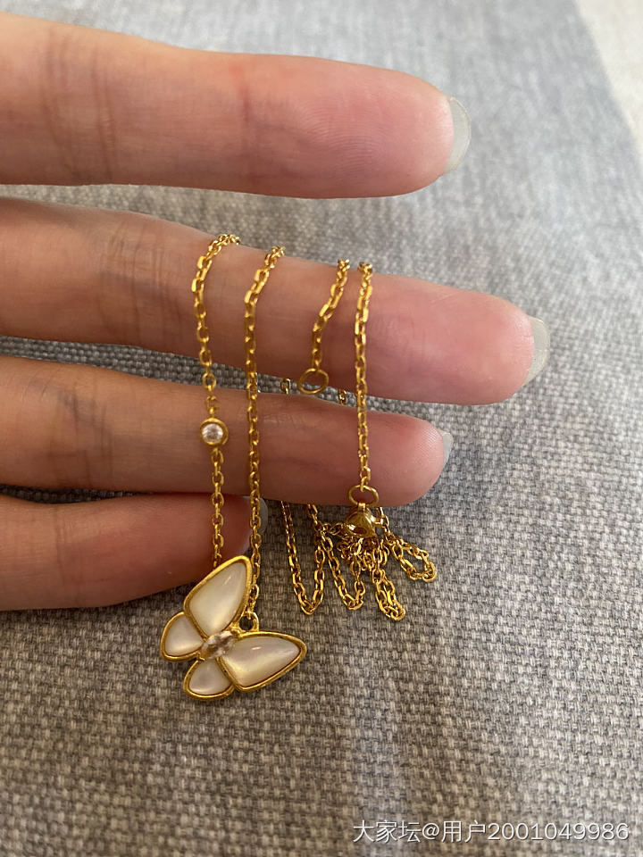 贝母蝴蝶纯金项链_金