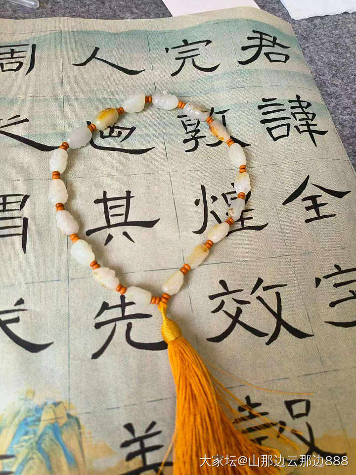 和田白玉籽料十八罗汉手持手链_和田玉