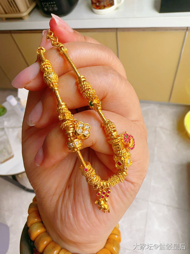 南红文玩金项链手钏两用款（5楼补图）_金