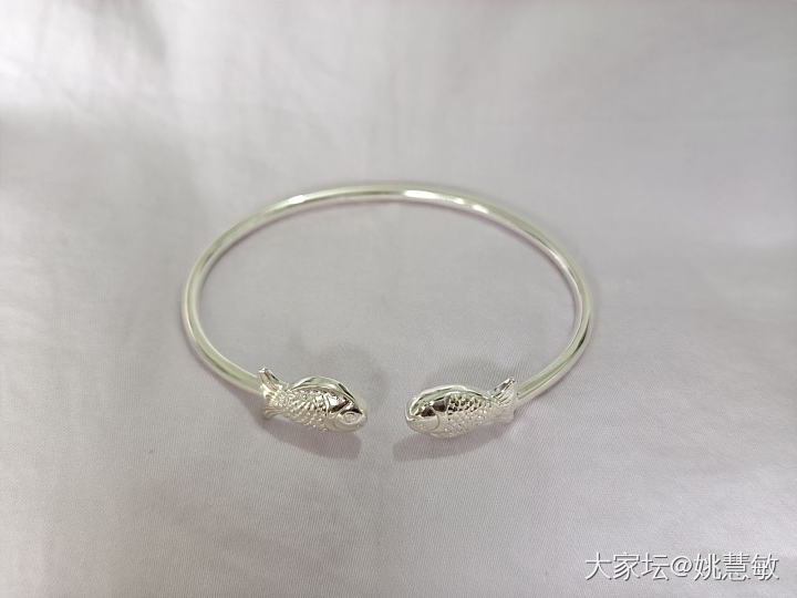双鱼贵妃足银开口手镯_银