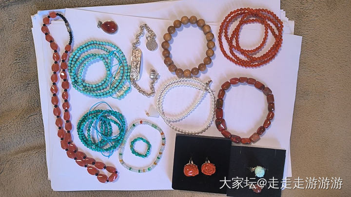 成峰九色鹿手牌，珍珠，绿松，南红，老山檀，翡翠，整理个人闲置_银