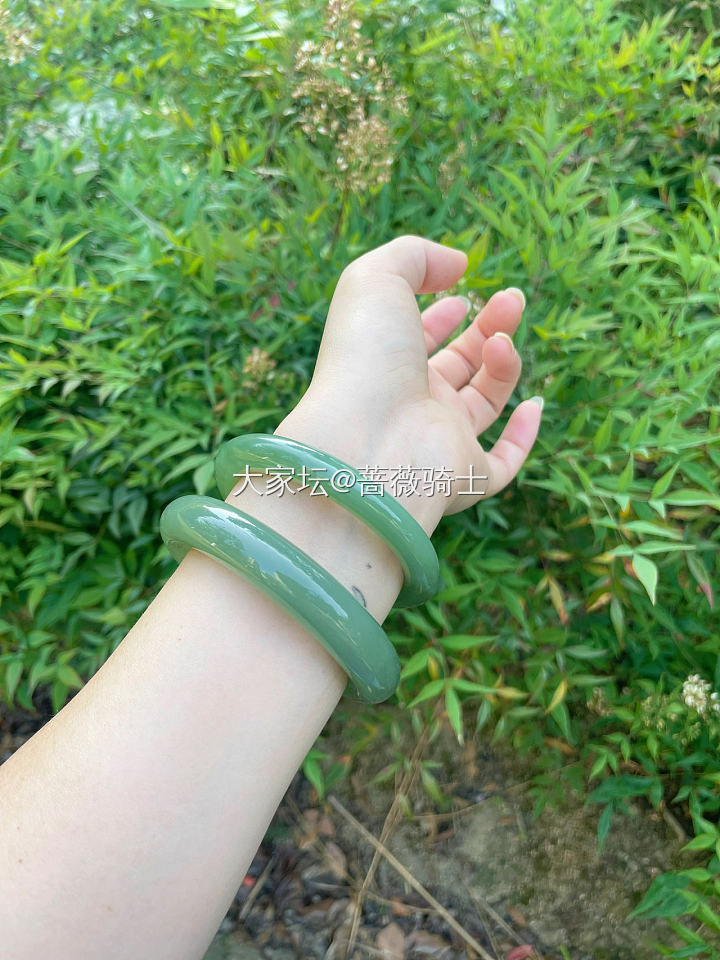 双镯，粉青&湖水绿傻傻分不清_手镯和田玉