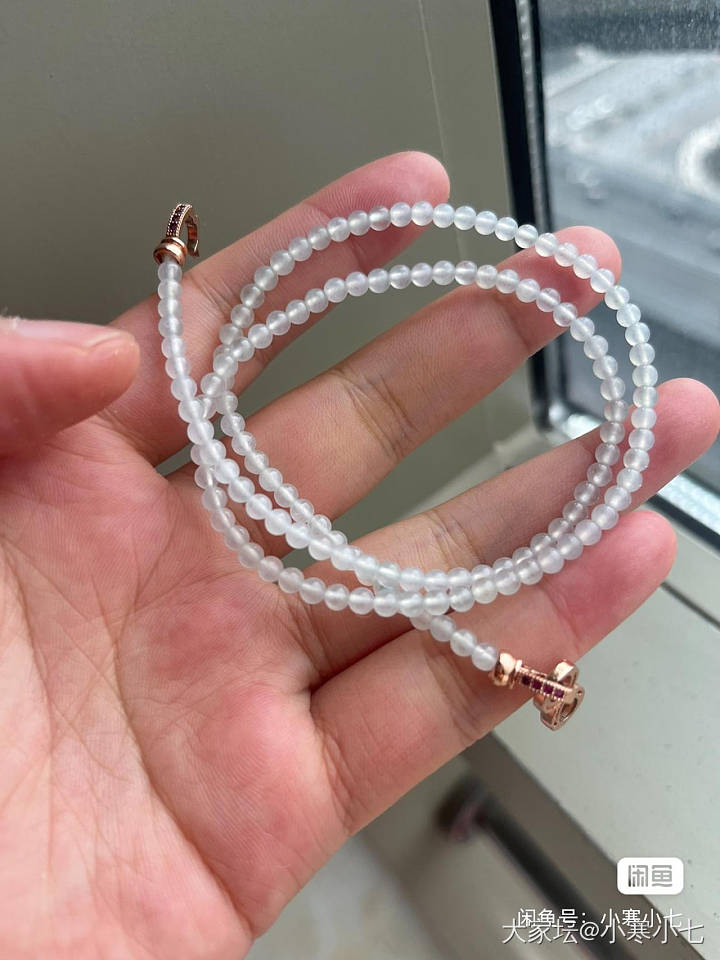 白冰翡翠小米珠 珍珠项链_金
