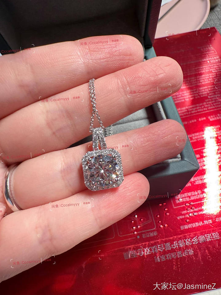 18k3克拉培育钻围镶方包项链，40+5cm。_钻石金
