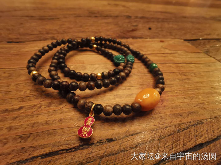 沉香手链，珍珠耳环_金
