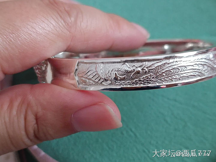 老宝成龙凤银镯_手镯银