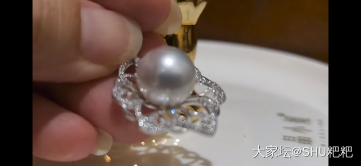 天然大澳白珍珠耳钉，点位13.5-14的大点位，微瑕近圆，算有一点点馒头_有机宝石