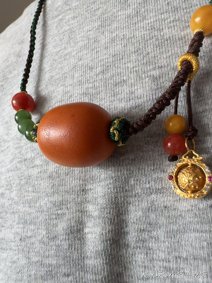 全新闲老蜜蜡22*18.5mm桶珠项链_琥珀蜜蜡_珠宝大家坛