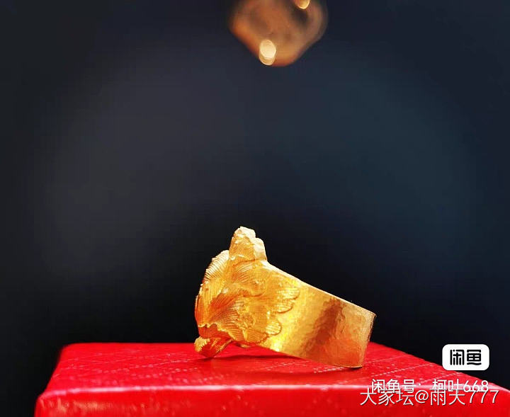 全新纯手工錾刻牡丹花戒指，开口不限圈号。_金