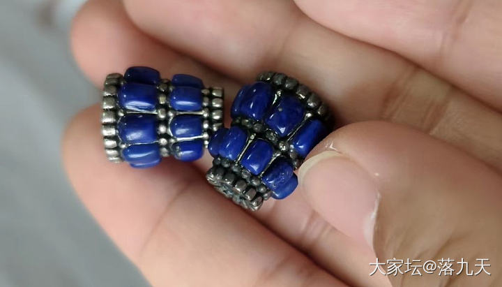 青金石佛塔，925纯银镶嵌，成色非常好，几乎无白无金_文玩