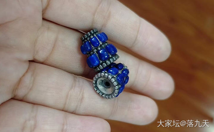 青金石佛塔，925纯银镶嵌，成色非常好，几乎无白无金_文玩