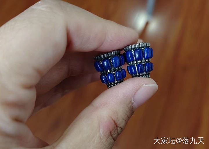 青金石佛塔，925纯银镶嵌，成色非常好，几乎无白无金_文玩