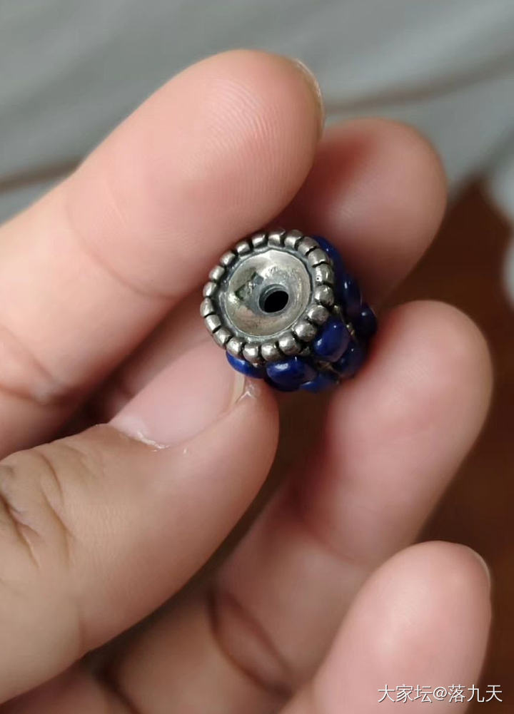 青金石佛塔，925纯银镶嵌，成色非常好，几乎无白无金_文玩
