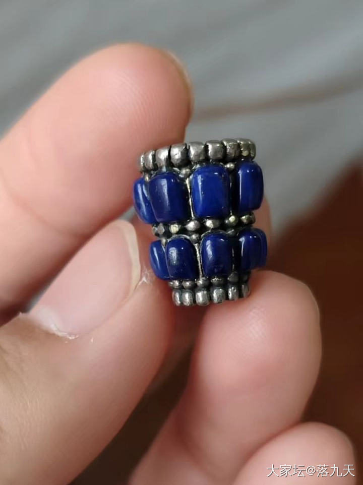 青金石佛塔，925纯银镶嵌，成色非常好，几乎无白无金_文玩