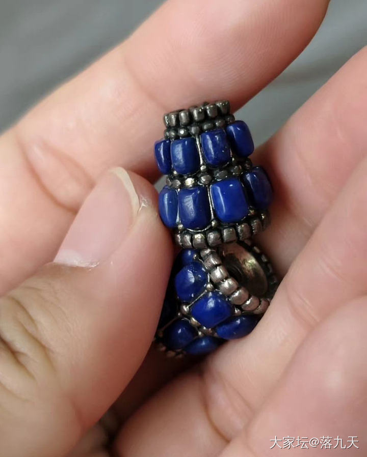 青金石佛塔，925纯银镶嵌，成色非常好，几乎无白无金_文玩