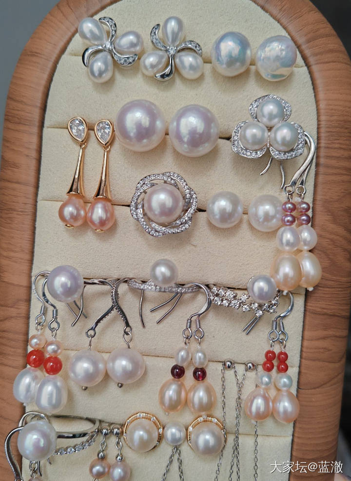 各种镶嵌珍珠首饰，都是银镶_有机宝石
