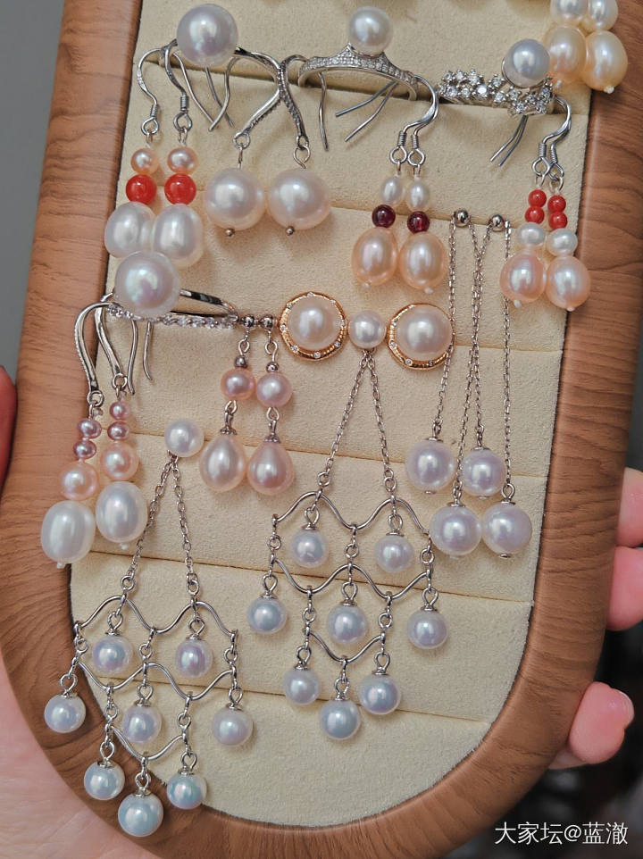 各种镶嵌珍珠首饰，都是银镶_有机宝石
