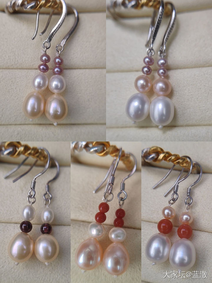 各种镶嵌珍珠首饰，都是银镶_有机宝石