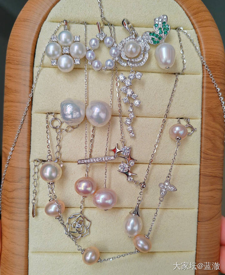 各种镶嵌珍珠首饰，都是银镶_有机宝石