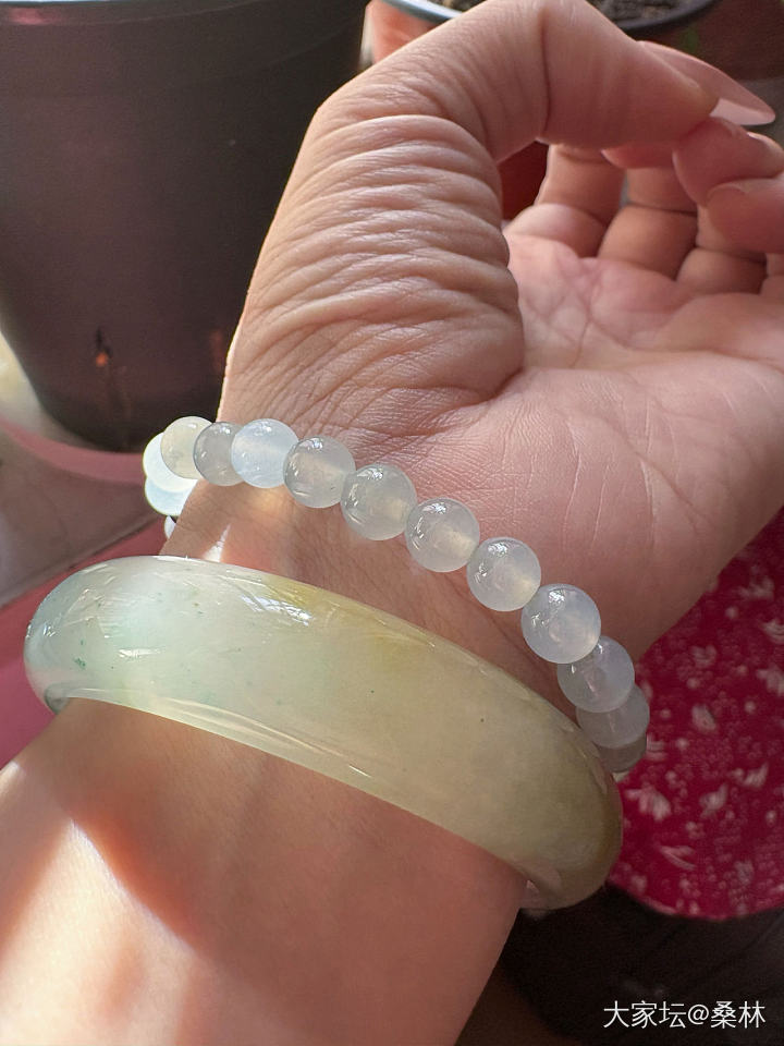 木纳雪花棉翡翠手串_翡翠