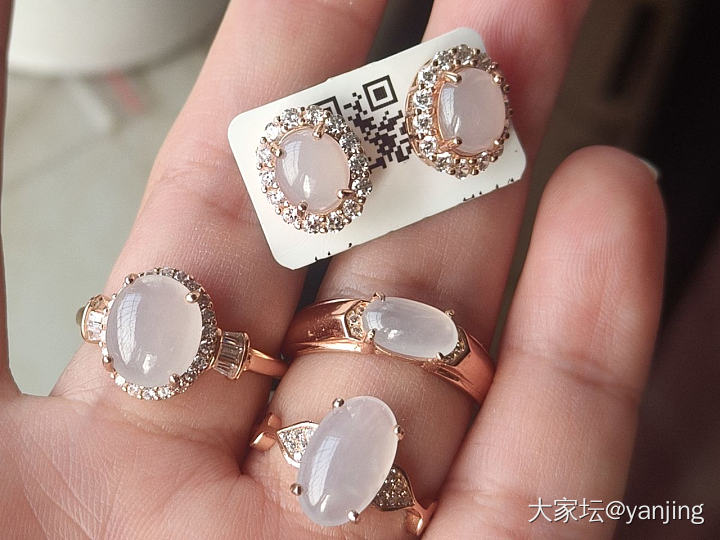 天然缅甸A货翡翠戒指耳钉_翡翠