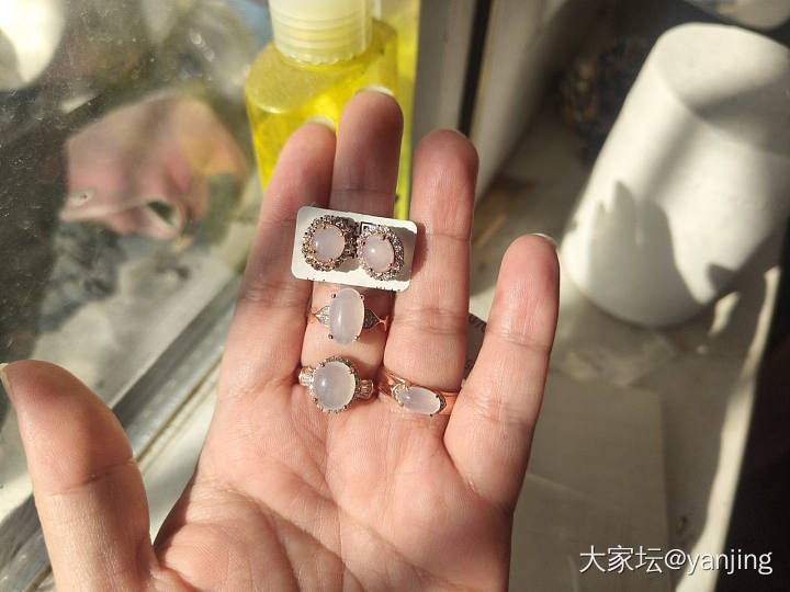 天然缅甸A货翡翠戒指耳钉_翡翠