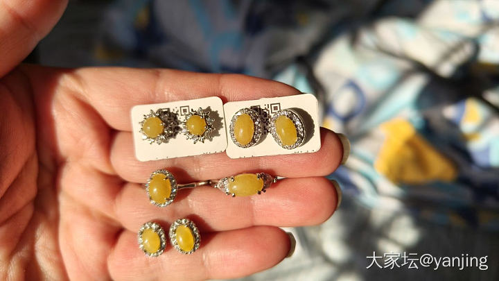 天然缅甸A货翡翠戒指耳钉_翡翠