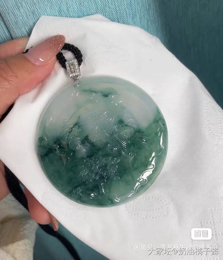 天然翡翠大山水牌_翡翠