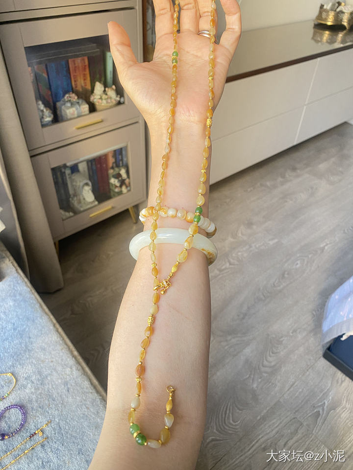 新疆和田玉黄沁小籽项链多戴款_和田玉