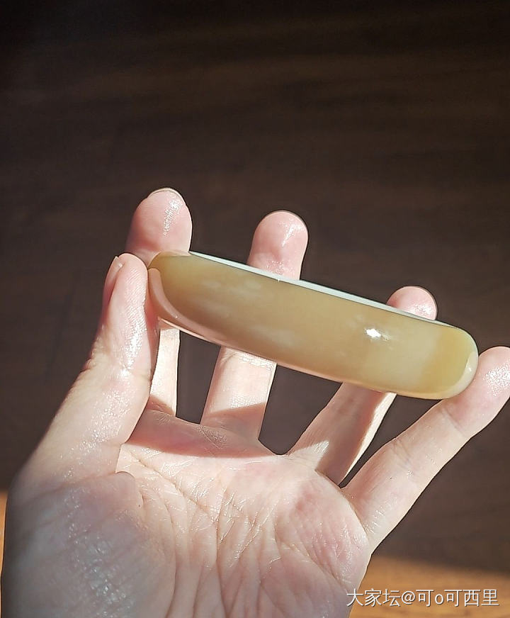 清理原本的自珍 和田玉 糖（青）白镯_和田玉