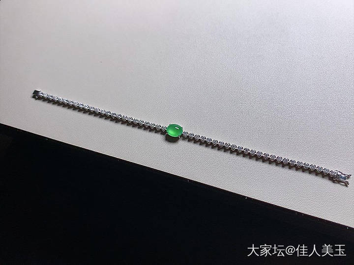 佳人美玉高冰种木那蛋面镶金手链_翡翠