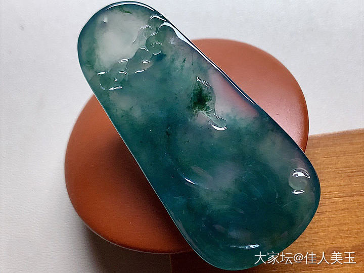 佳人美玉玻璃种蓝水莲花牌_翡翠