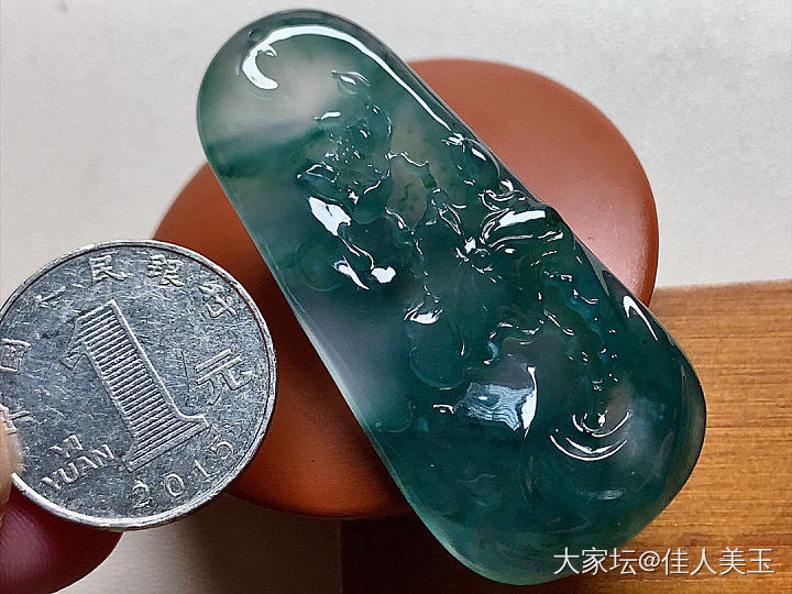 佳人美玉玻璃种蓝水莲花牌_翡翠