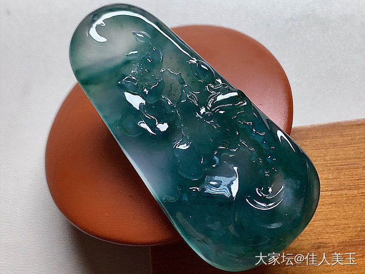 佳人美玉玻璃种蓝水莲花牌_翡翠