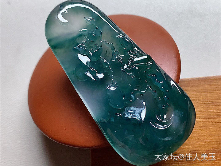 佳人美玉玻璃种蓝水莲花牌_翡翠