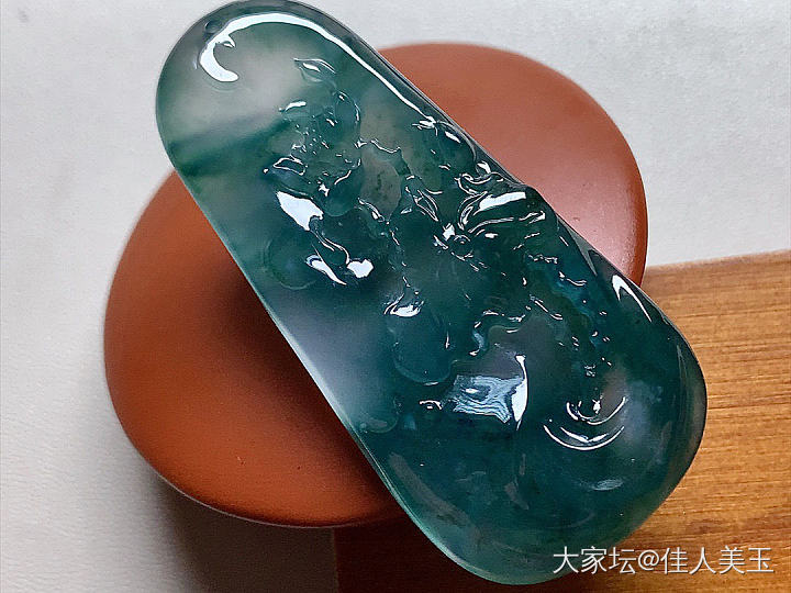 佳人美玉玻璃种蓝水莲花牌_翡翠