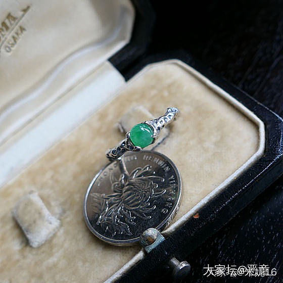 果阳绿翡翠纯银开口可调节戒指_翡翠