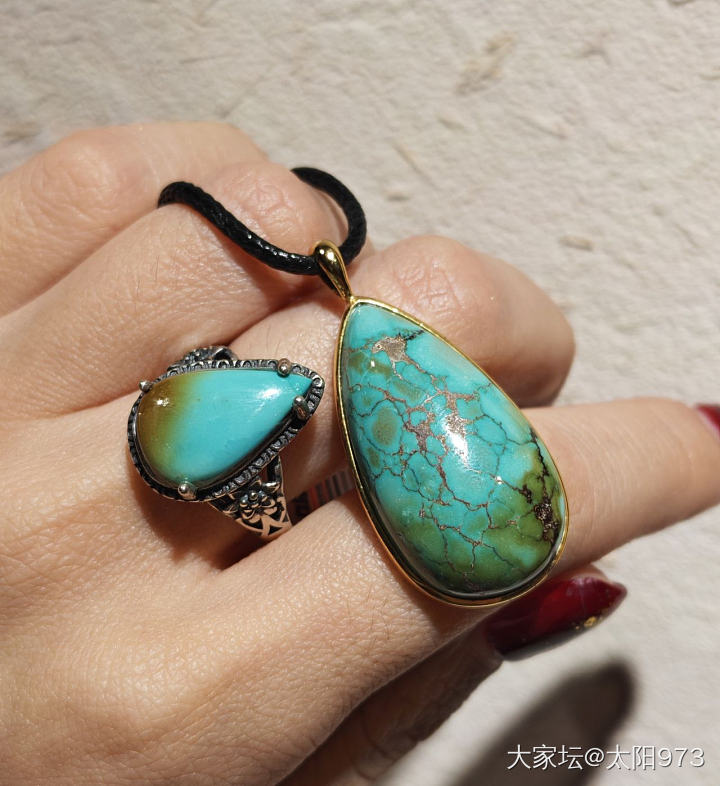 多年前手工银镶嵌的松石_松石