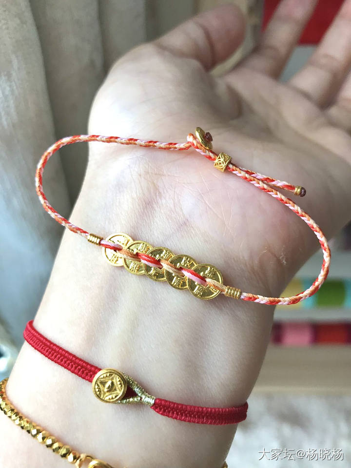 五帝钱黄金手绳_金