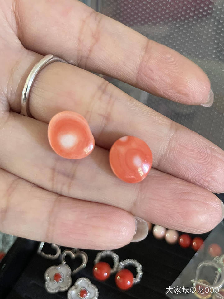 降价出一对ab款耳钉 188银材质_有机宝石
