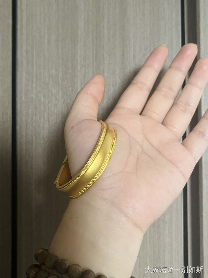 足金方头牡丹开口镯_金