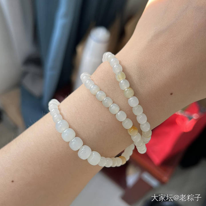 油豆豆新疆和田玉多圈籽料手串_和田玉