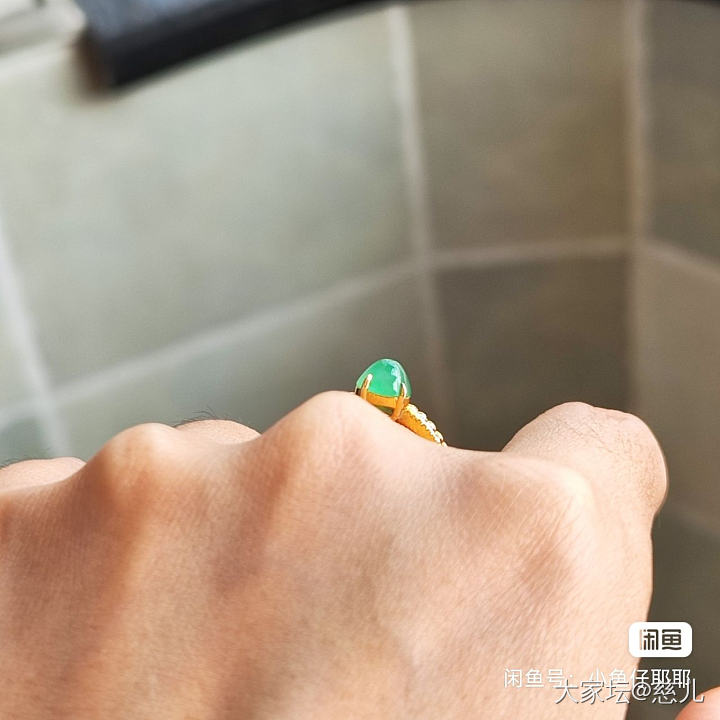 甜绿 翡翠 戒指_翡翠