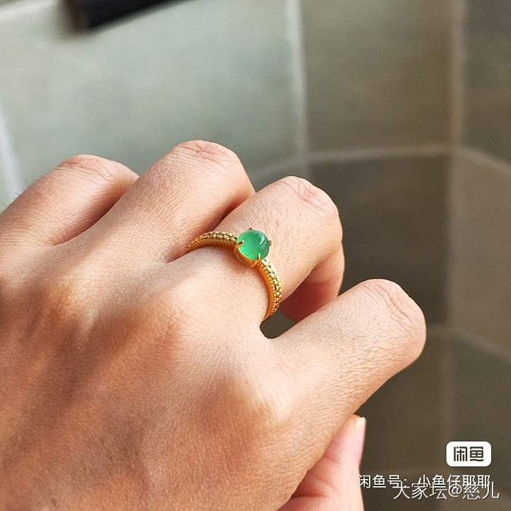 甜绿 翡翠 戒指_翡翠