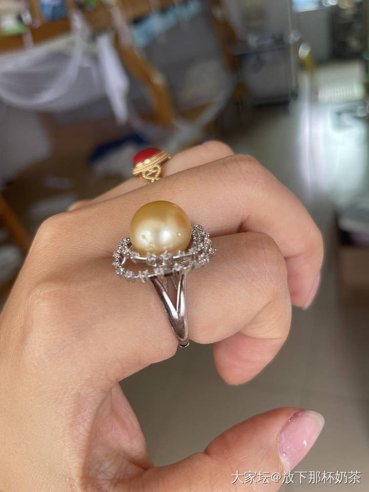 12南洋金珠大戒指 配金很好看499出_有机宝石